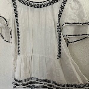 White and Black Embroidered Women's Top